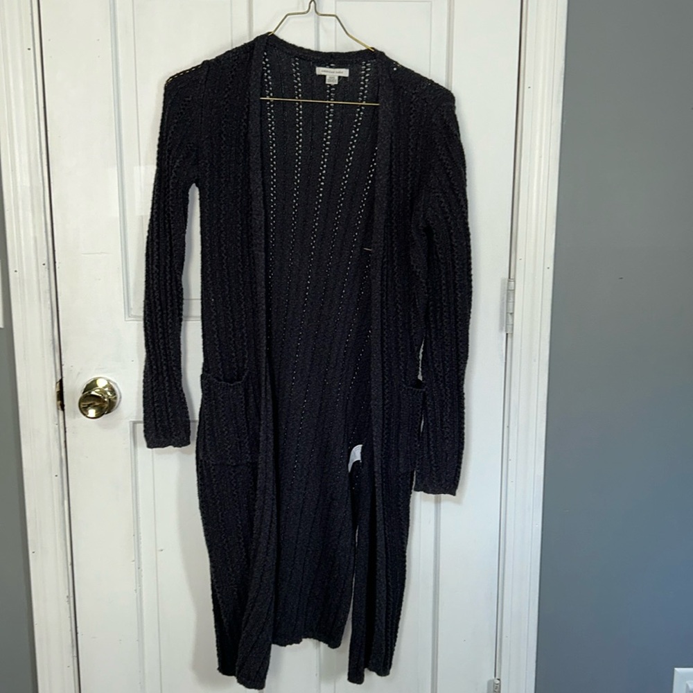 American Eagle Extra Long Knit Cardigan Charcoal